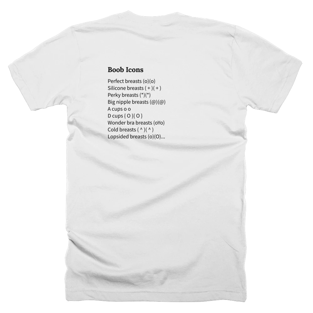 T-shirt with a definition of 'Boob Icons' printed on the back