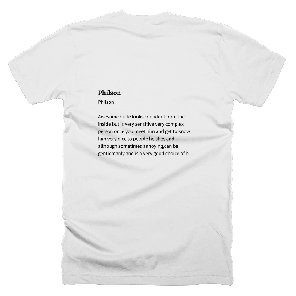 T-shirt with a definition of 'Philson' printed on the back