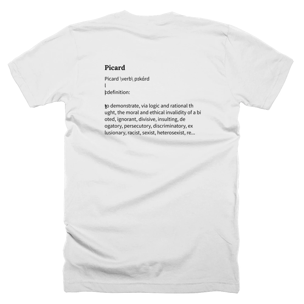 T-shirt with a definition of 'Picard' printed on the back