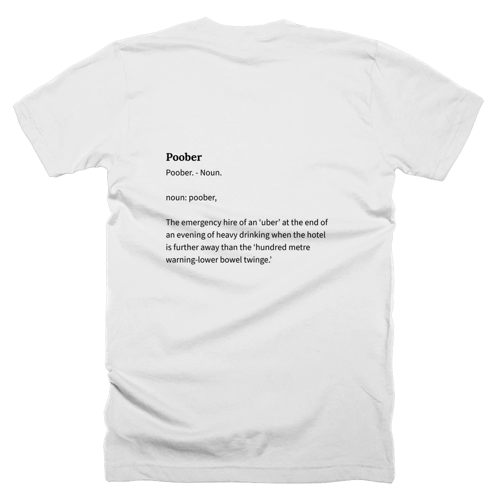 T-shirt with a definition of 'Poober' printed on the back
