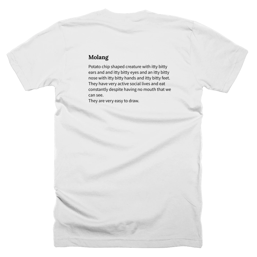 T-shirt with a definition of 'Molang' printed on the back