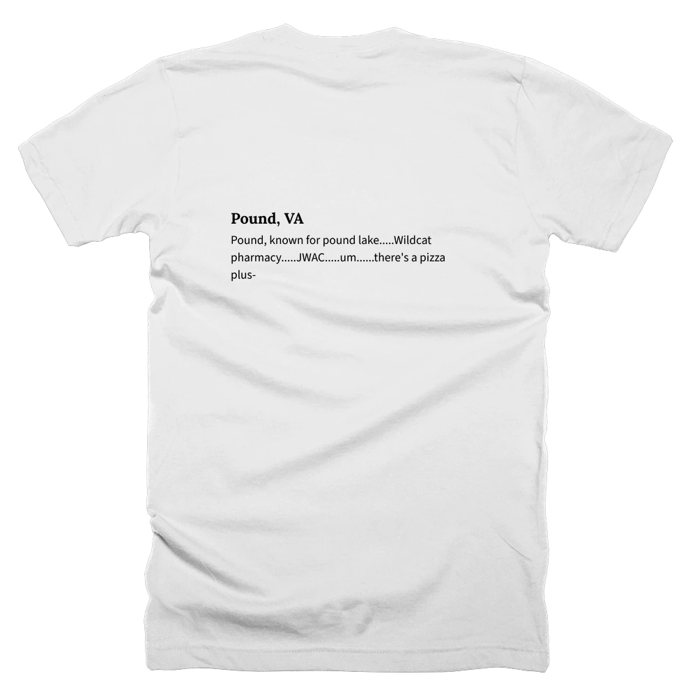 T-shirt with a definition of 'Pound, VA' printed on the back