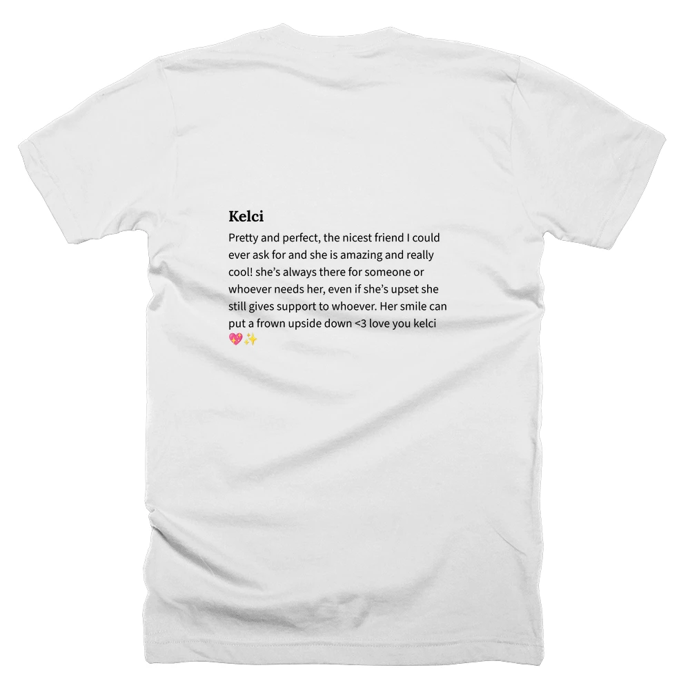 T-shirt with a definition of 'Kelci' printed on the back