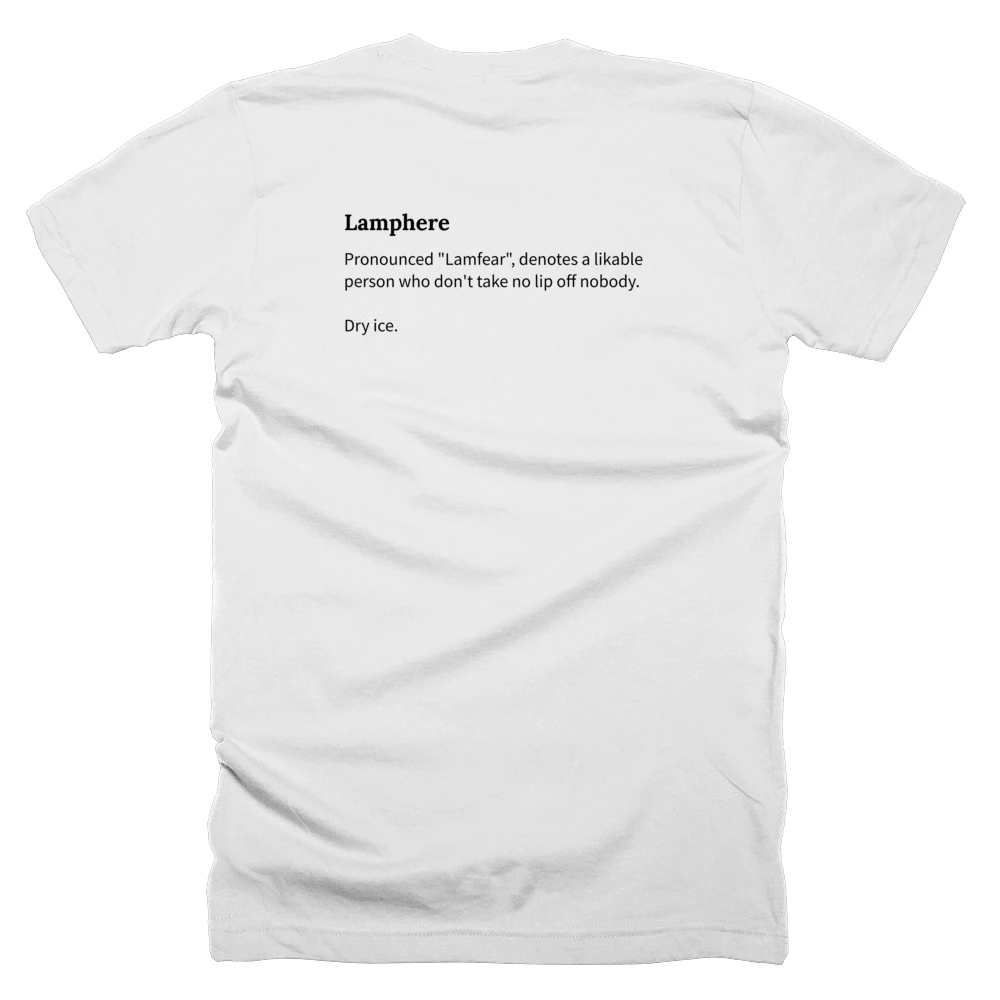 T-shirt with a definition of 'Lamphere' printed on the back