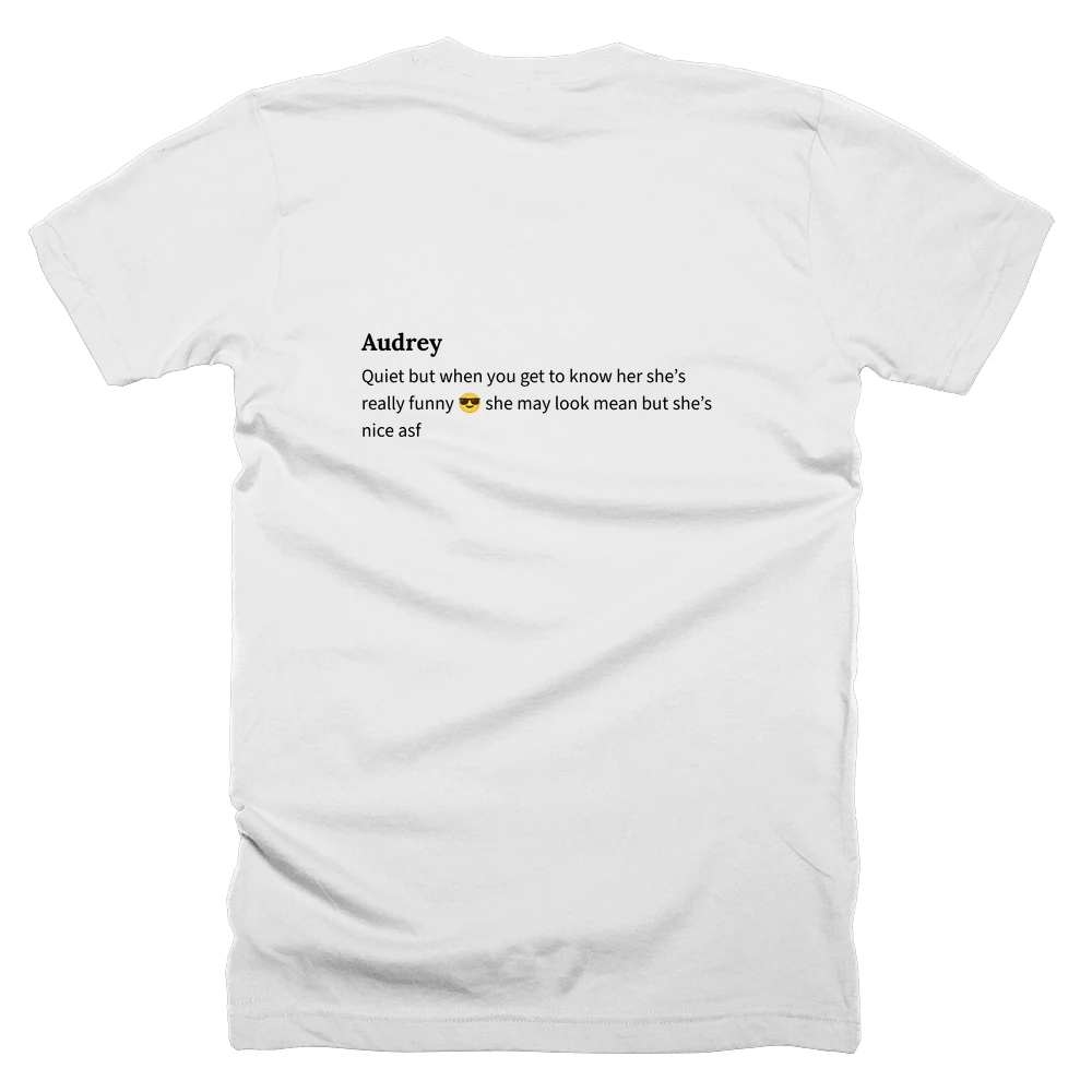 T-shirt with a definition of 'Audrey' printed on the back