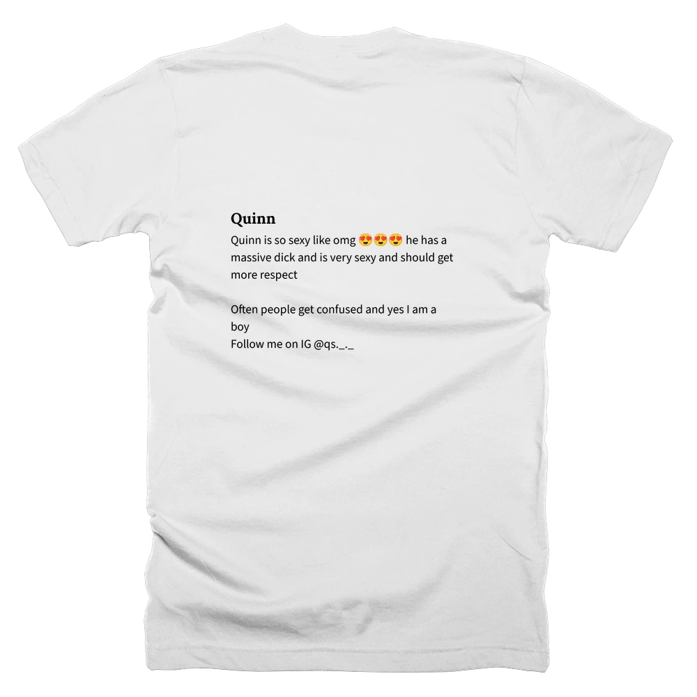 T-shirt with a definition of 'Quinn' printed on the back