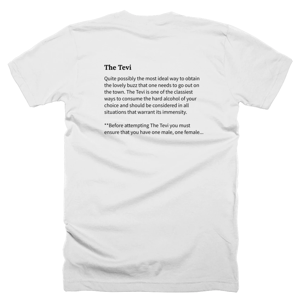T-shirt with a definition of 'The Tevi' printed on the back
