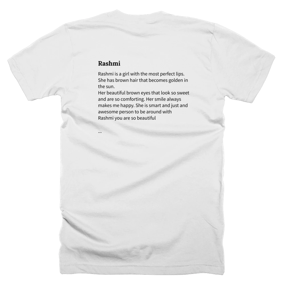 T-shirt with a definition of 'Rashmi' printed on the back