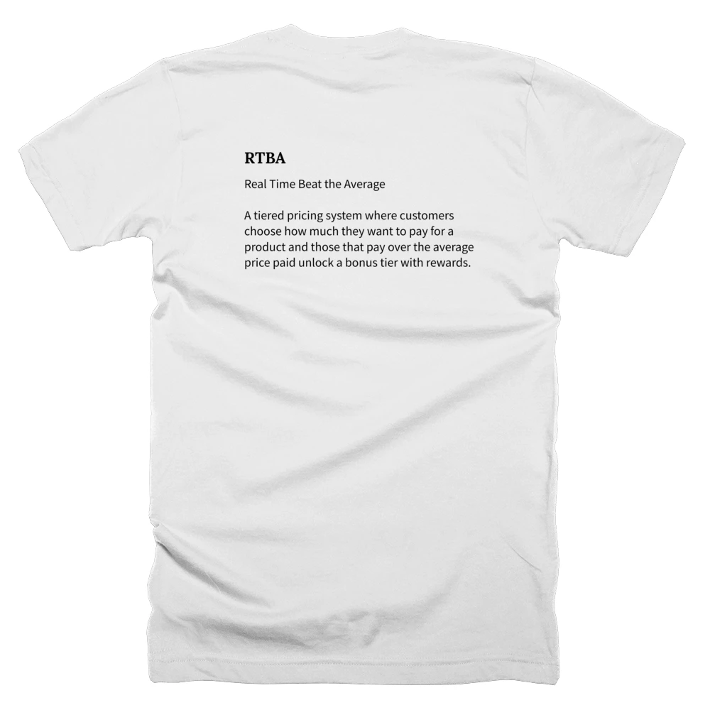 T-shirt with a definition of 'RTBA' printed on the back