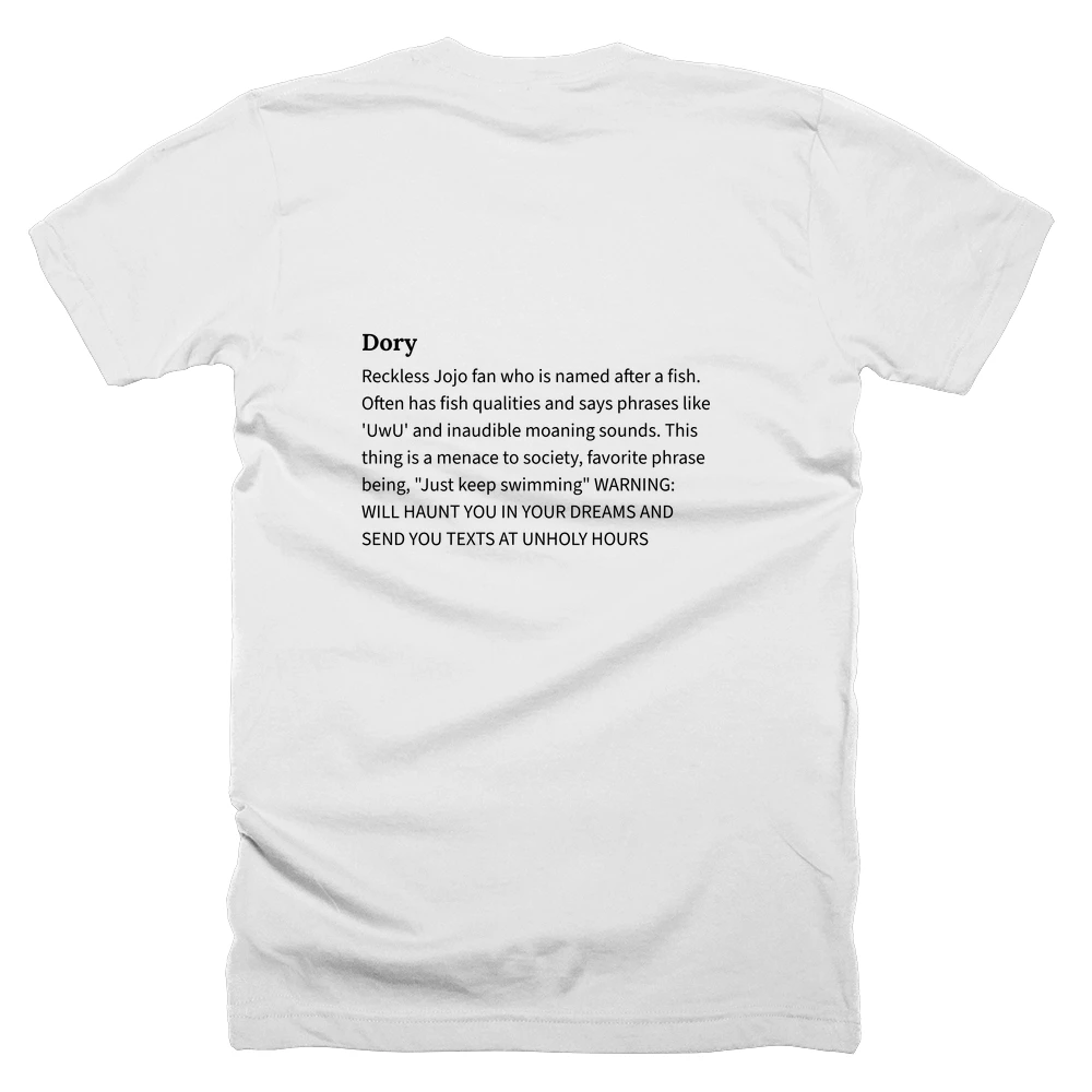 T-shirt with a definition of 'Dory' printed on the back