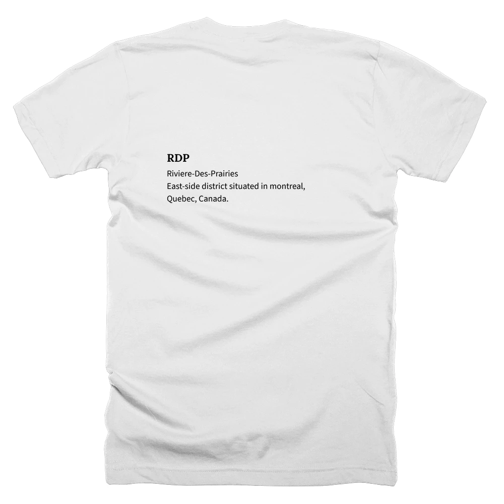 T-shirt with a definition of 'RDP' printed on the back