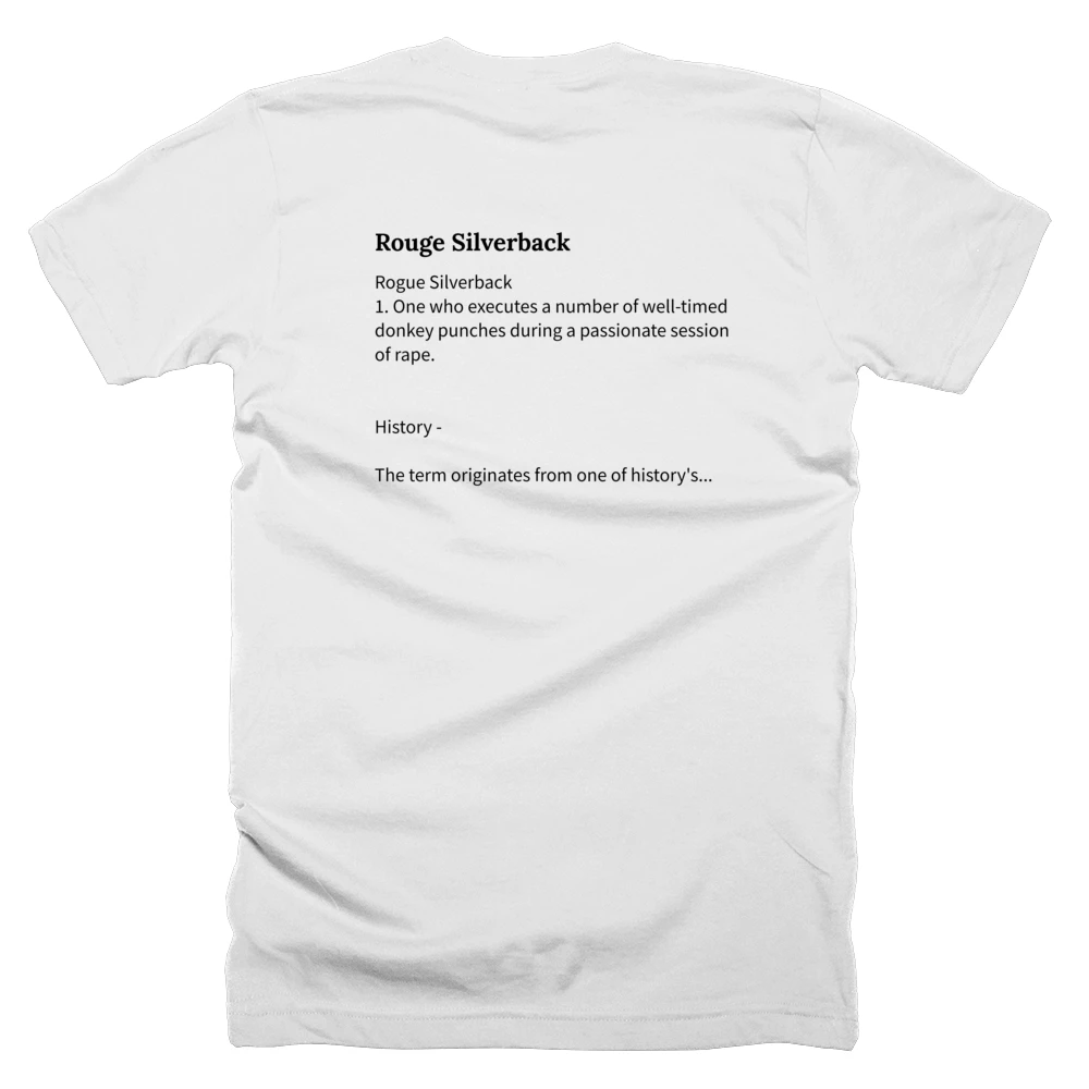 T-shirt with a definition of 'Rouge Silverback' printed on the back