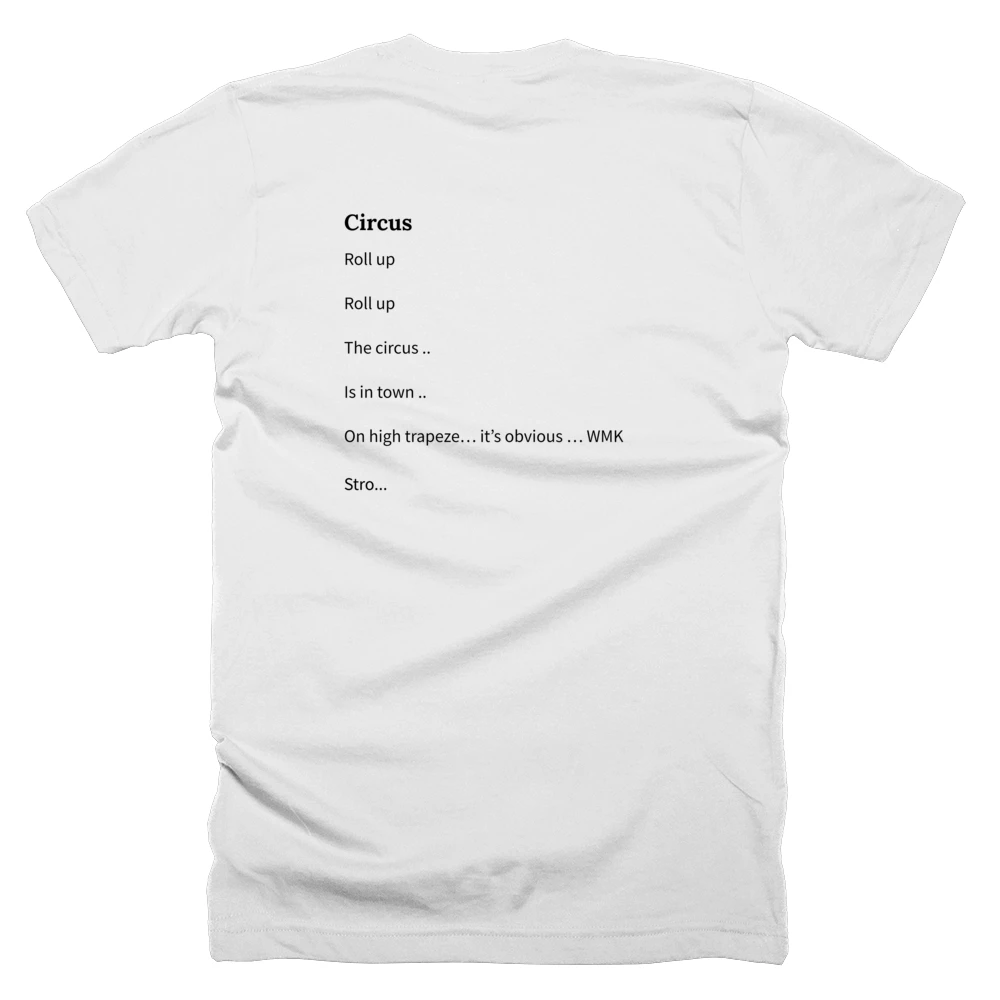 T-shirt with a definition of 'Circus' printed on the back