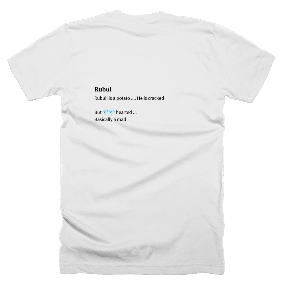 T-shirt with a definition of 'Rubul' printed on the back