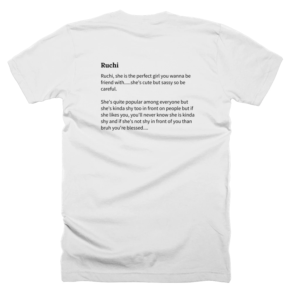 T-shirt with a definition of 'Ruchi' printed on the back