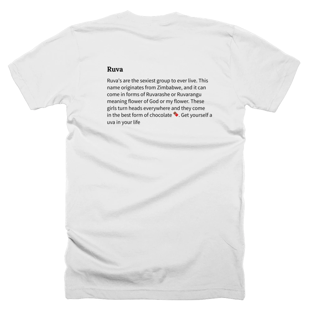 T-shirt with a definition of 'Ruva' printed on the back