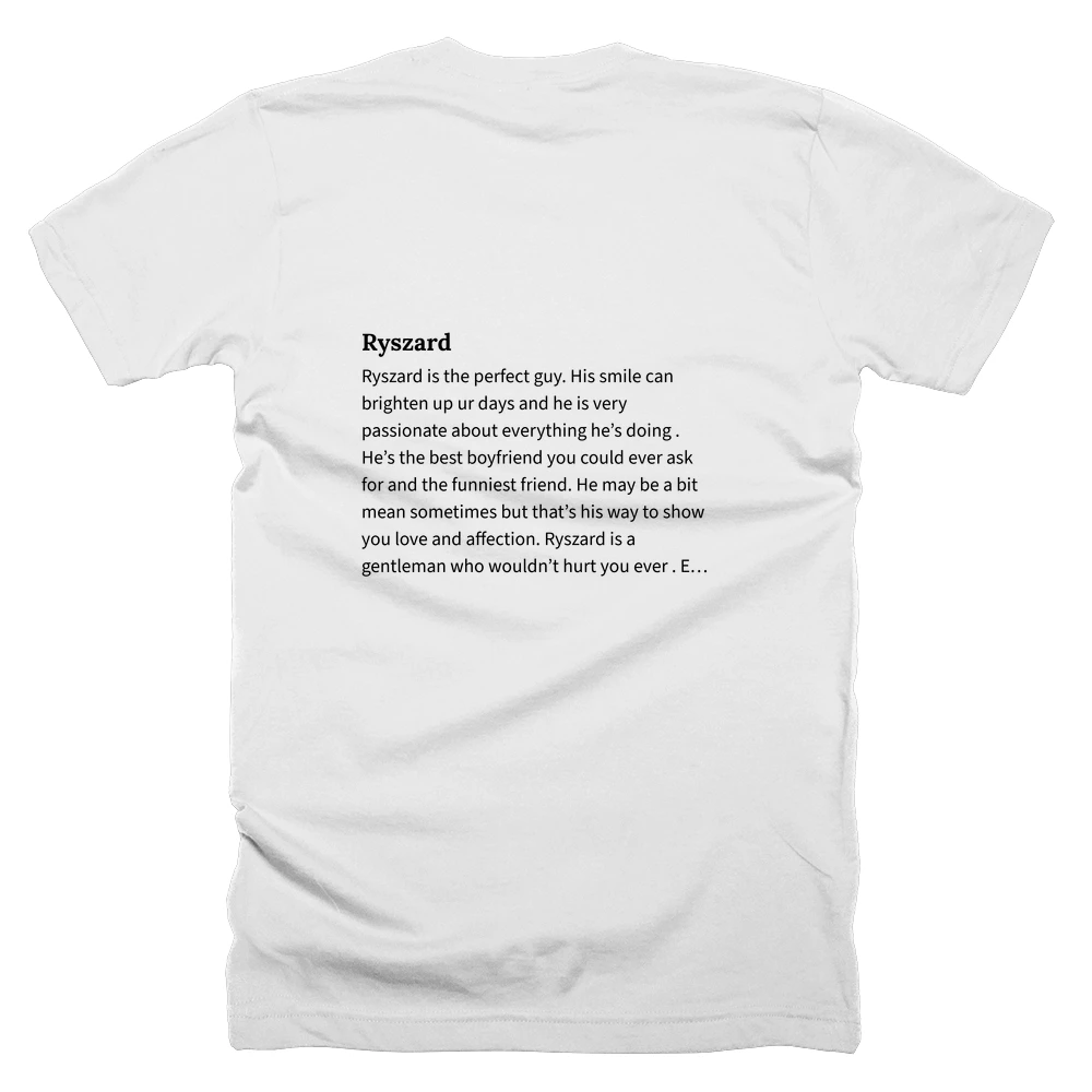 T-shirt with a definition of 'Ryszard' printed on the back