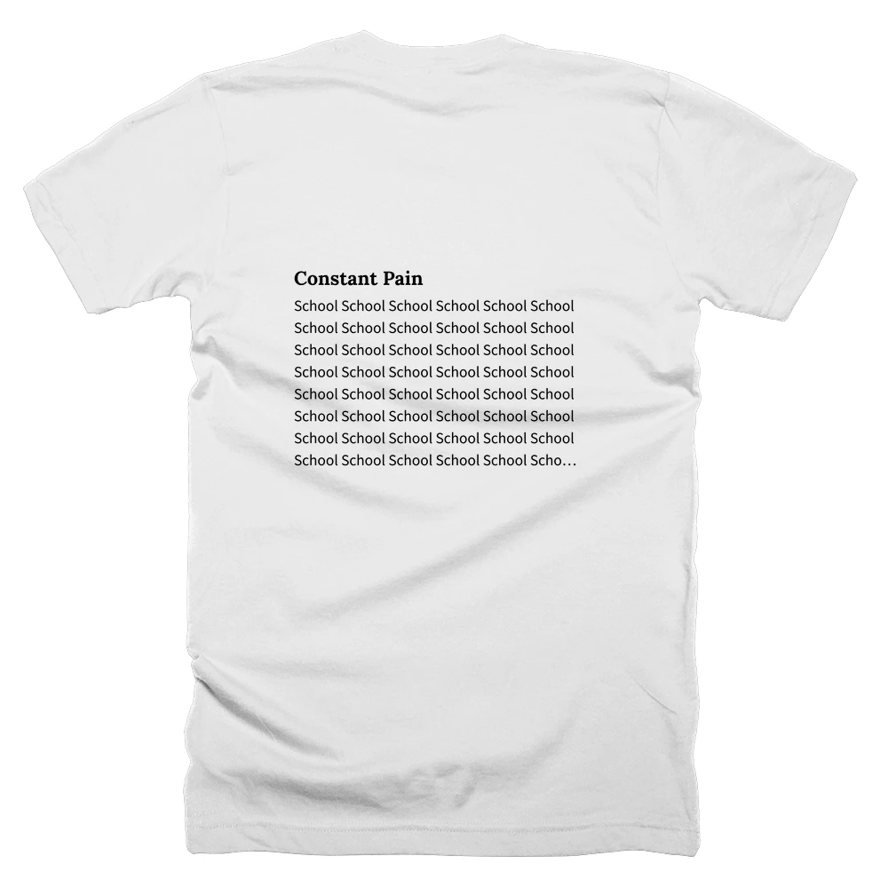 T-shirt with a definition of 'Constant Pain' printed on the back