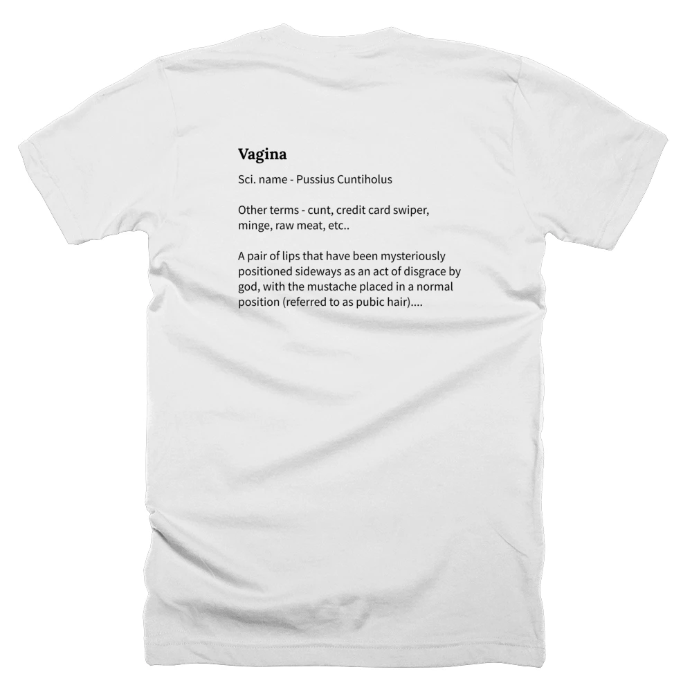 T-shirt with a definition of 'Vagina' printed on the back