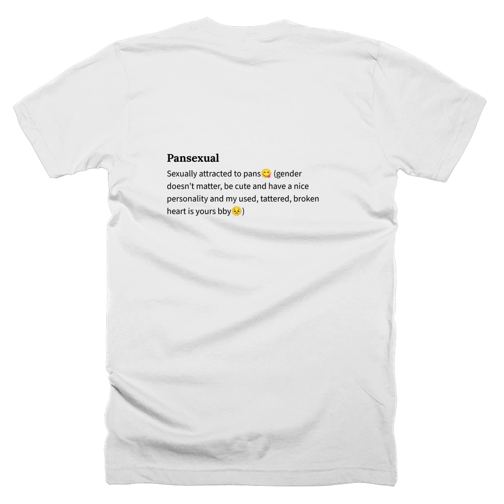 T-shirt with a definition of 'Pansexual' printed on the back