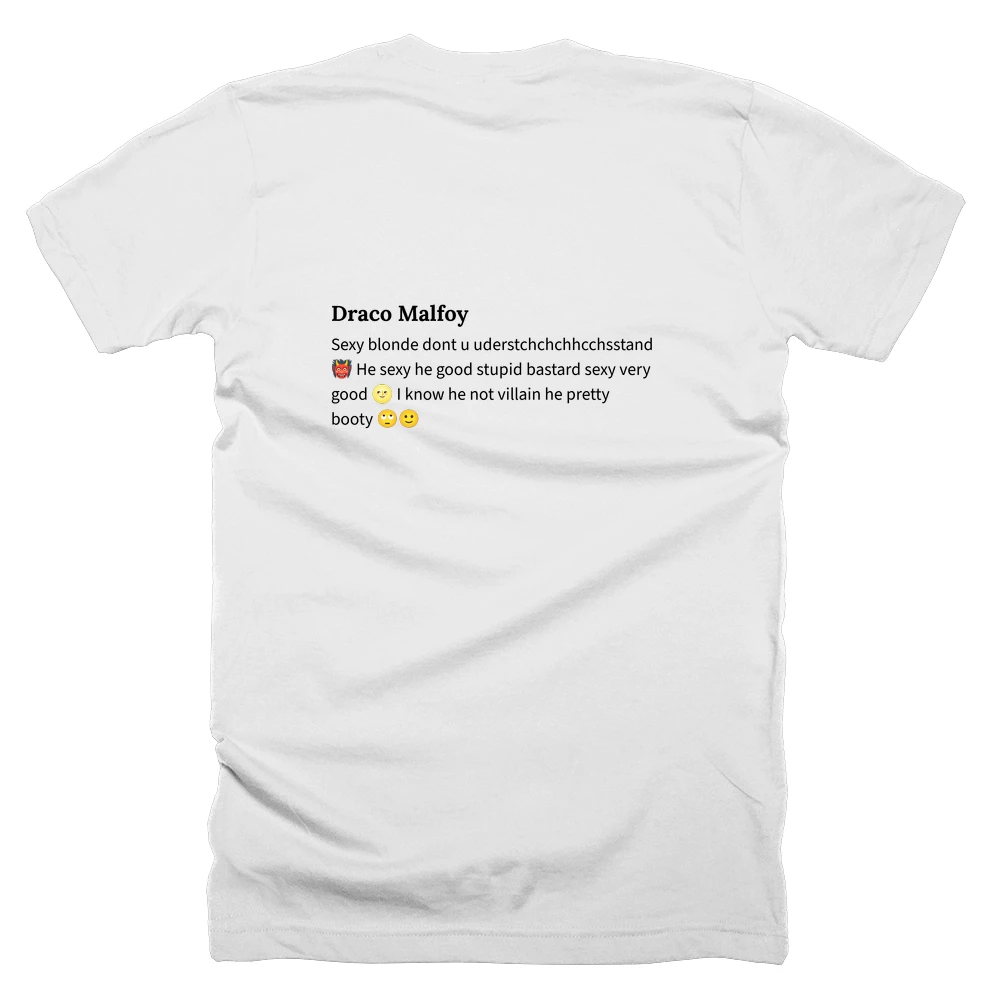 T-shirt with a definition of 'Draco Malfoy' printed on the back