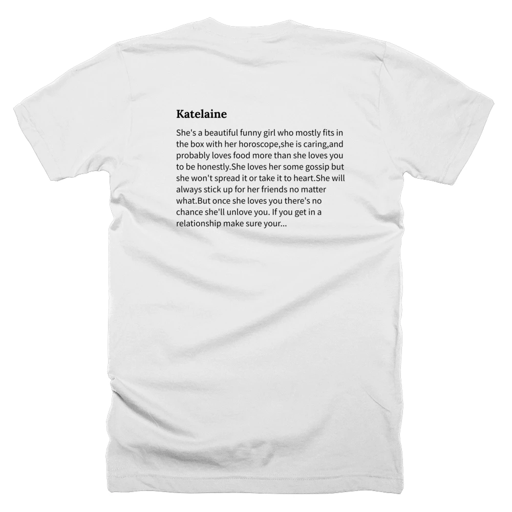 T-shirt with a definition of 'Katelaine' printed on the back