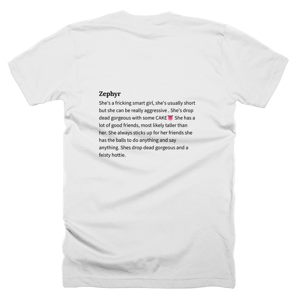 T-shirt with a definition of 'Zephyr' printed on the back
