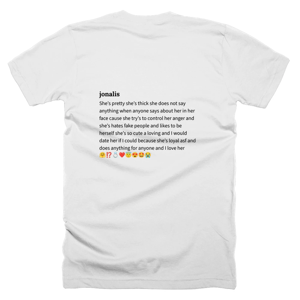 T-shirt with a definition of 'jonalis' printed on the back