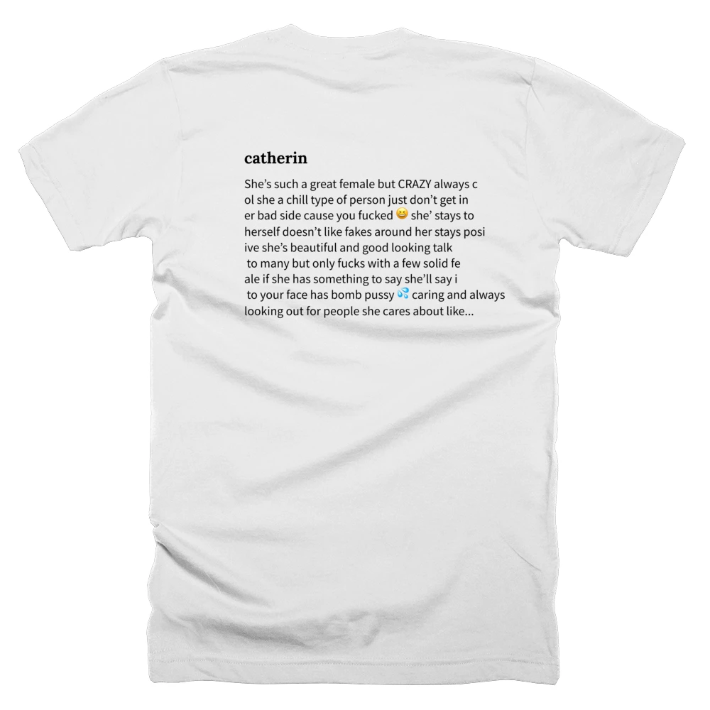 T-shirt with a definition of 'catherin' printed on the back