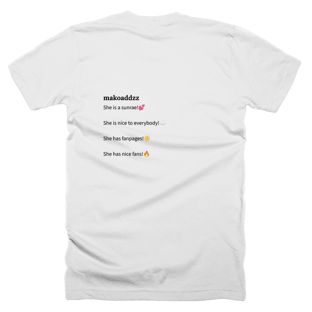 T-shirt with a definition of 'makoaddzz' printed on the back