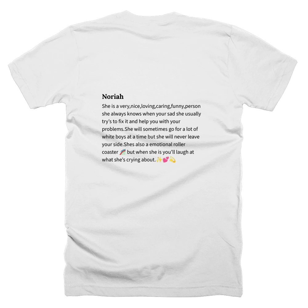 T-shirt with a definition of 'Noriah' printed on the back