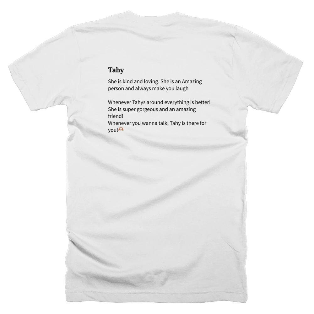 T-shirt with a definition of 'Tahy' printed on the back