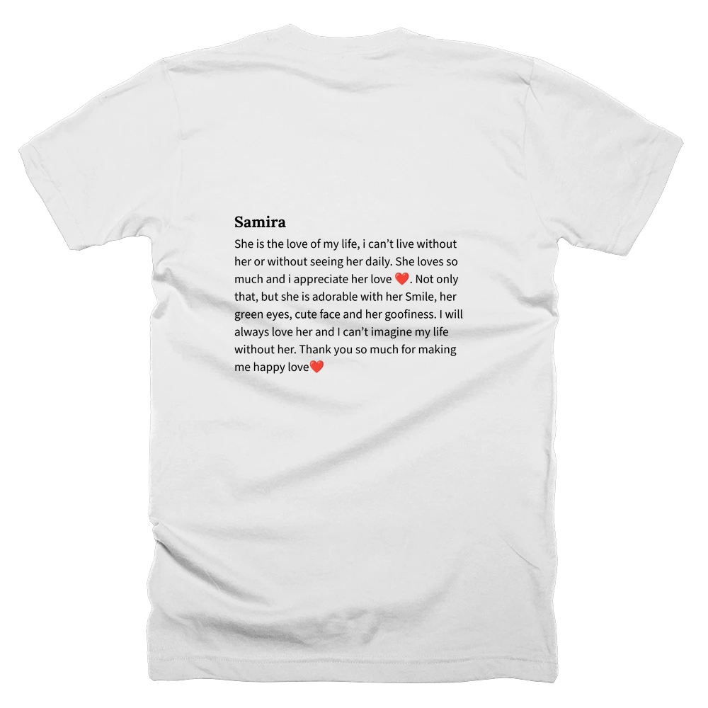 T-shirt with a definition of 'Samira' printed on the back