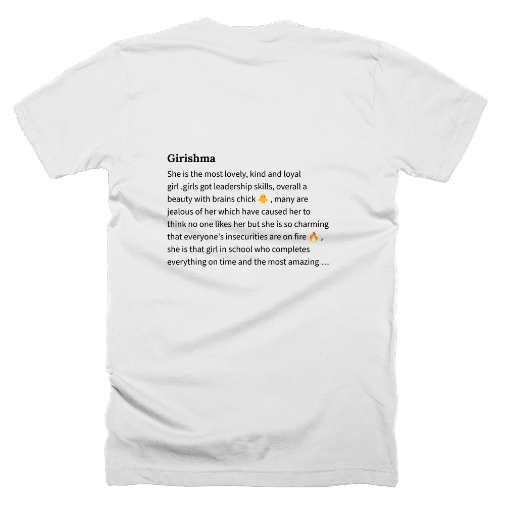 T-shirt with a definition of 'Girishma' printed on the back