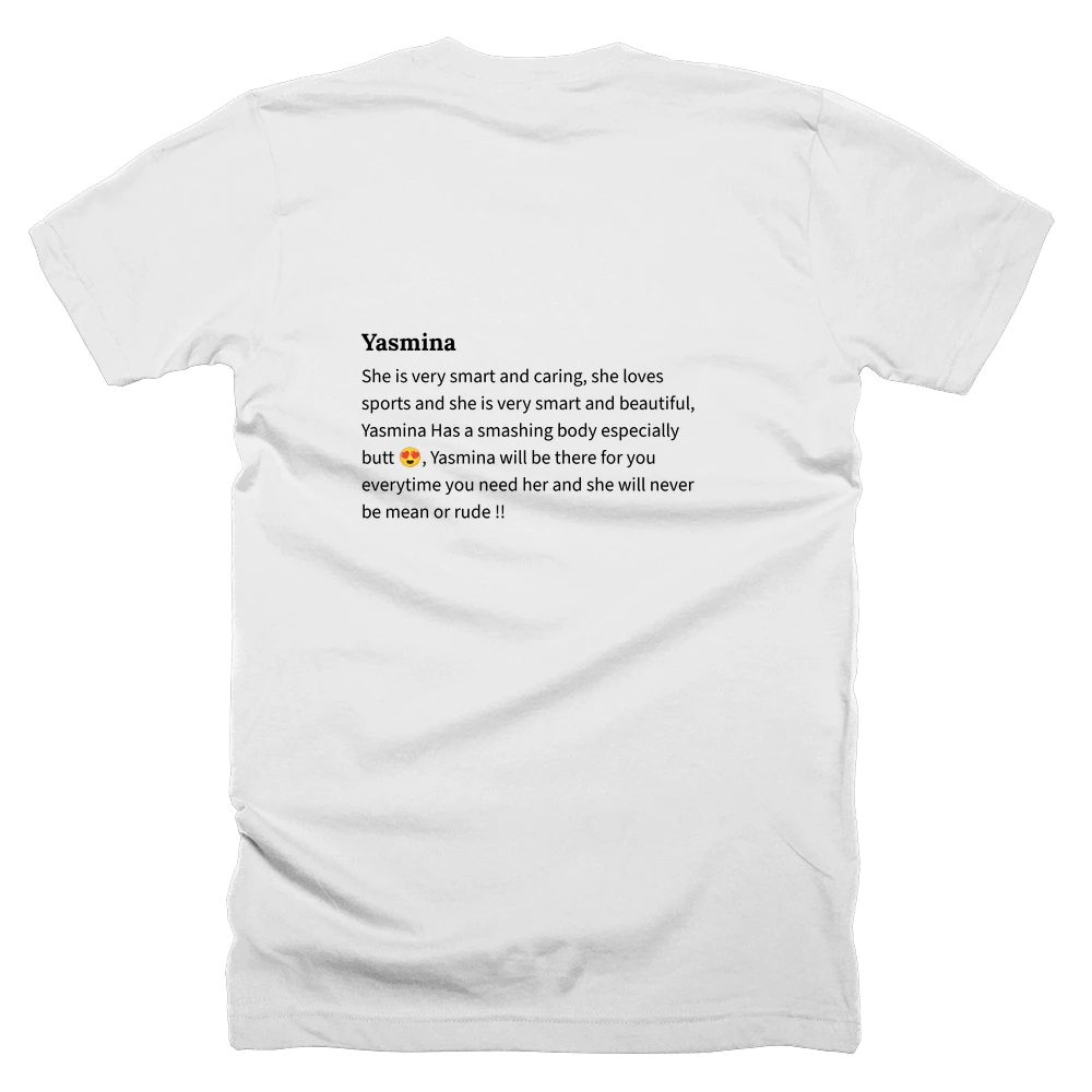 T-shirt with a definition of 'Yasmina' printed on the back