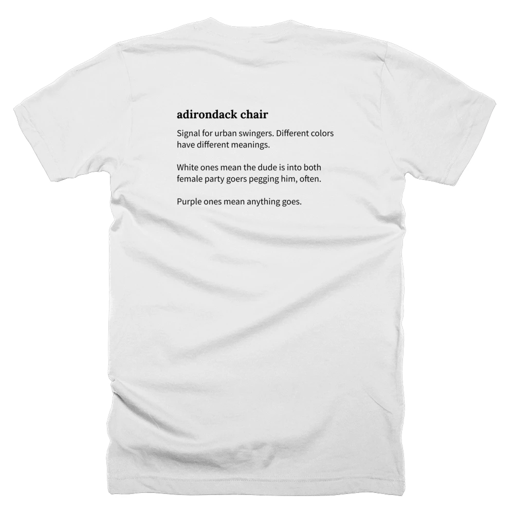 T-shirt with a definition of 'adirondack chair' printed on the back