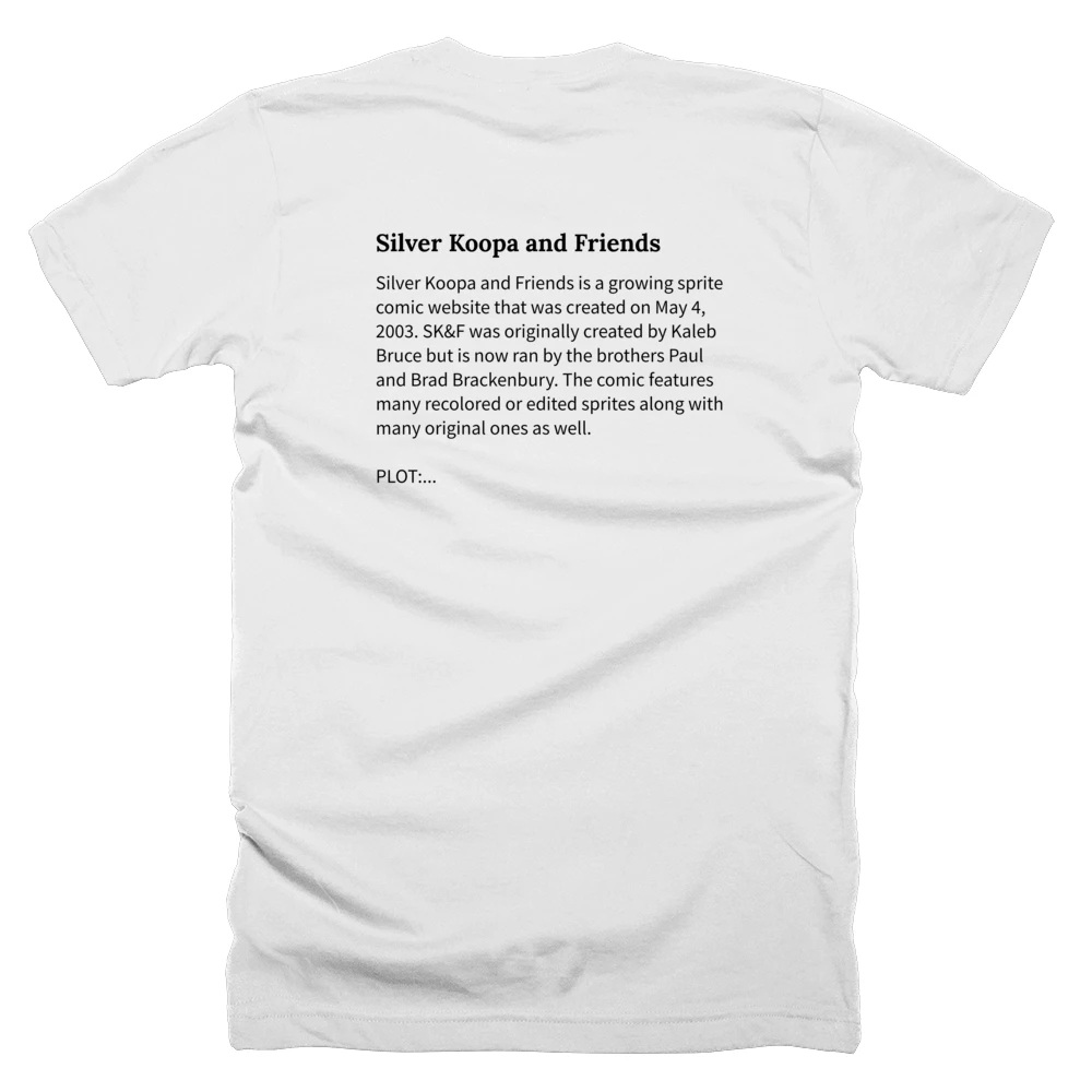 T-shirt with a definition of 'Silver Koopa and Friends' printed on the back
