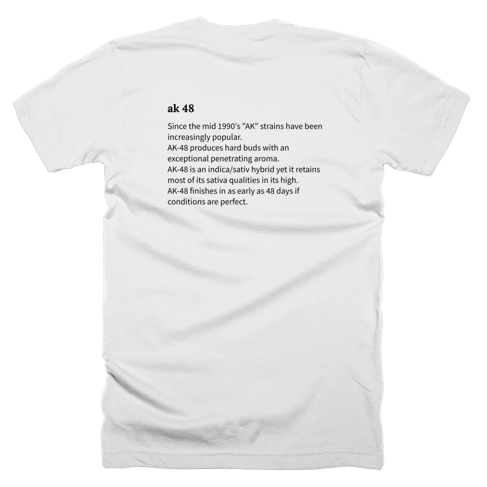 T-shirt with a definition of 'ak 48' printed on the back