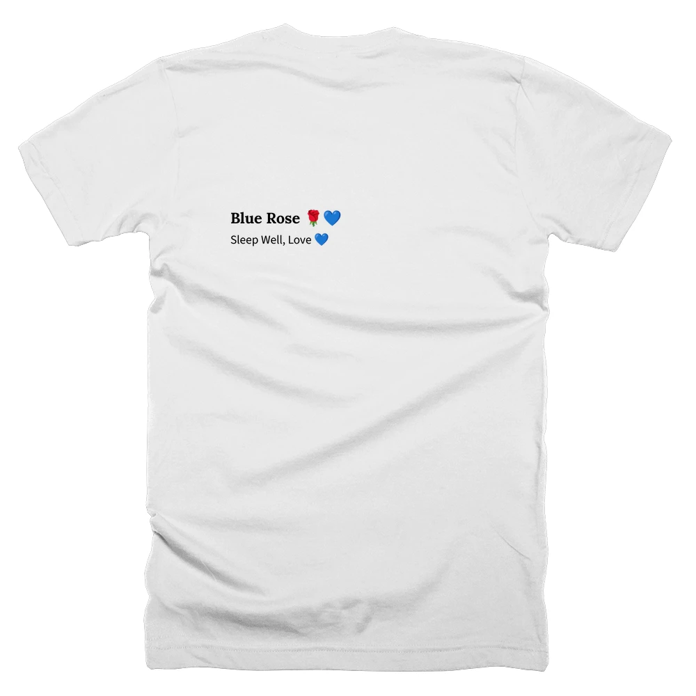 T-shirt with a definition of 'Blue Rose 🌹💙' printed on the back