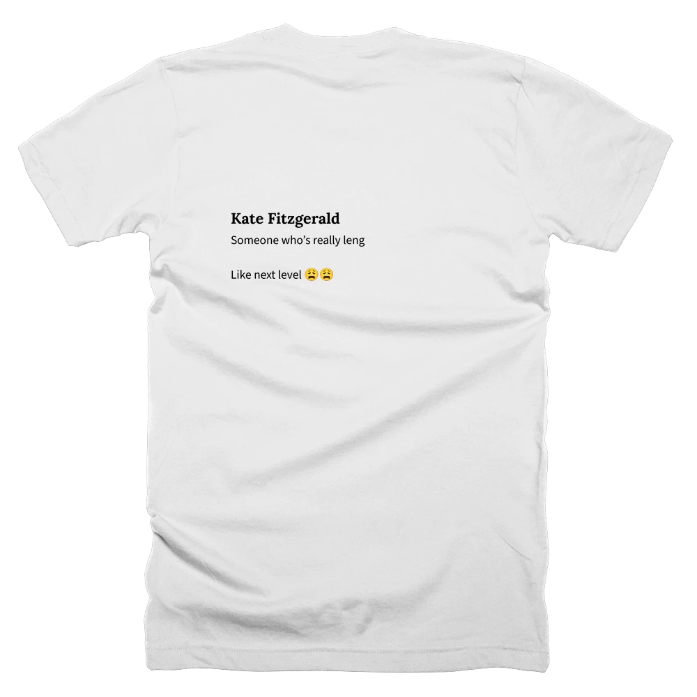 T-shirt with a definition of 'Kate Fitzgerald' printed on the back