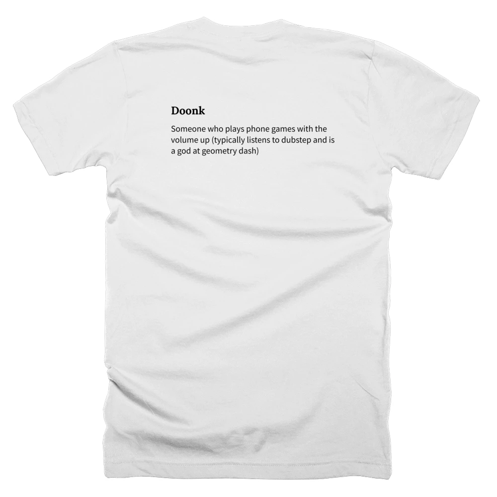 T-shirt with a definition of 'Doonk' printed on the back