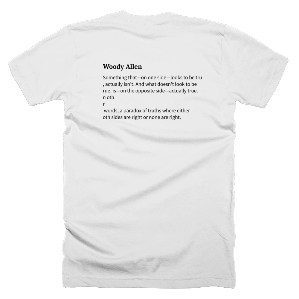 T-shirt with a definition of 'Woody Allen' printed on the back