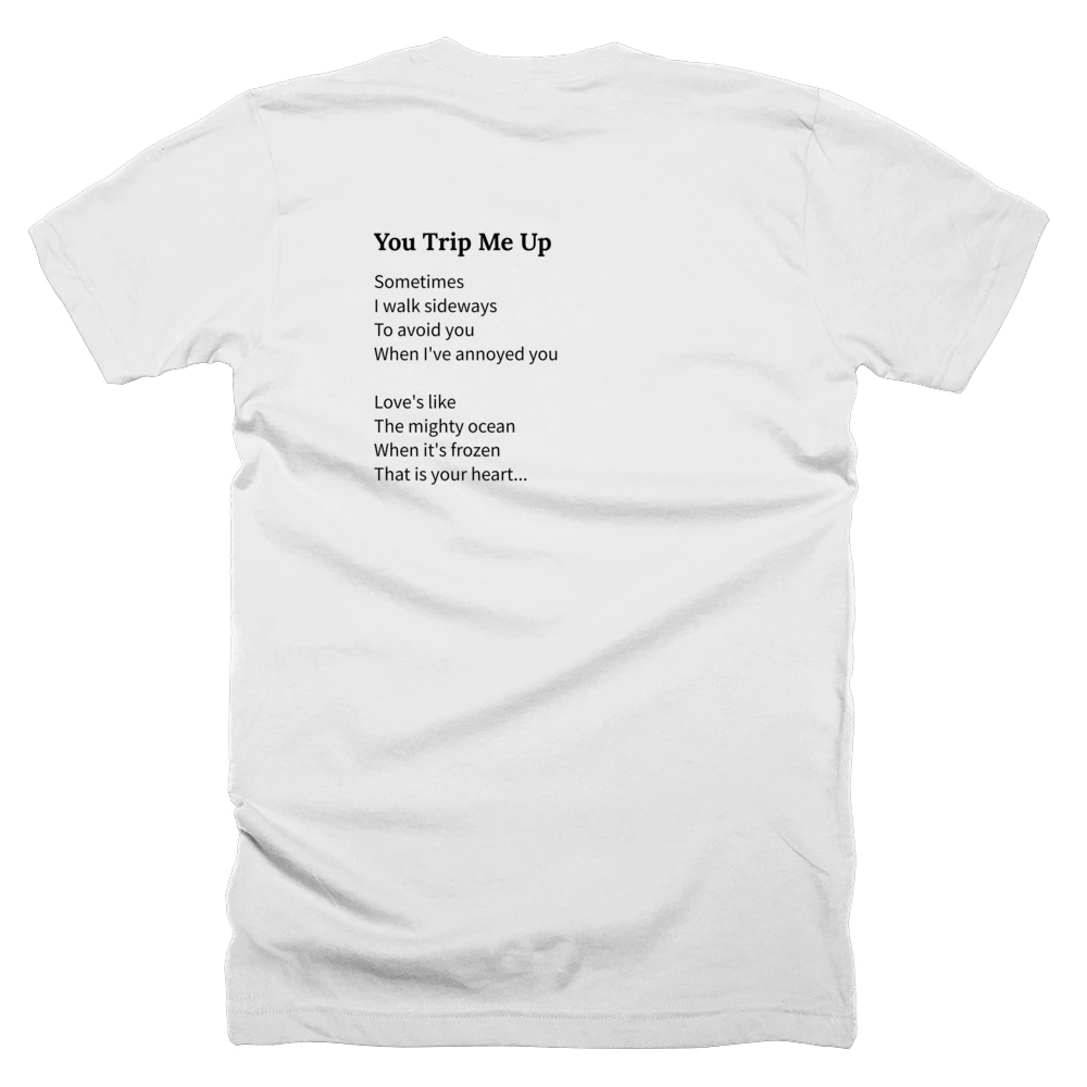 T-shirt with a definition of 'You Trip Me Up' printed on the back