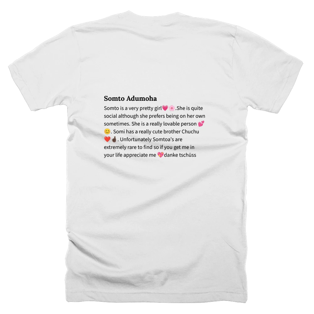 T-shirt with a definition of 'Somto Adumoha' printed on the back
