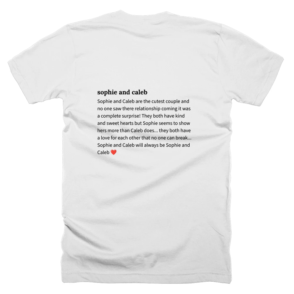 T-shirt with a definition of 'sophie and caleb' printed on the back