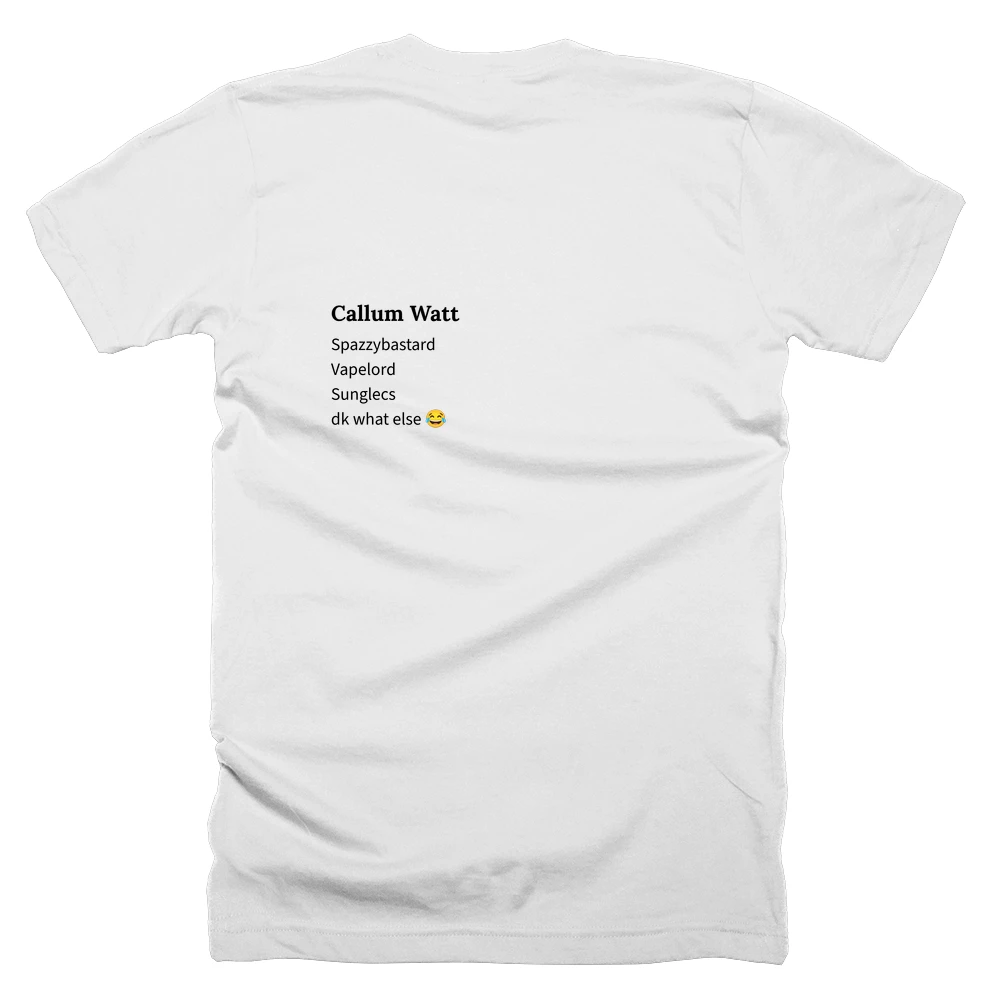 T-shirt with a definition of 'Callum Watt' printed on the back