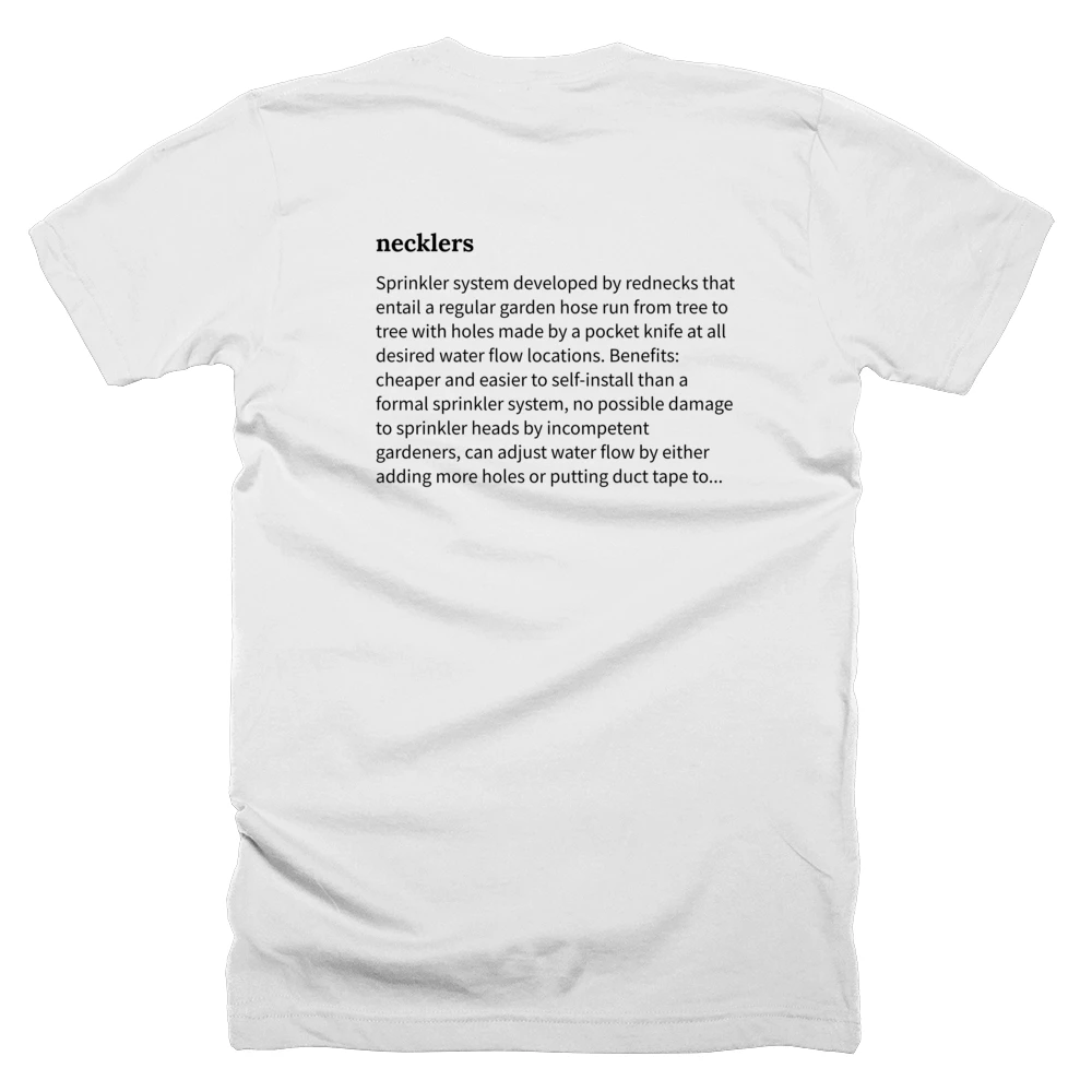 T-shirt with a definition of 'necklers' printed on the back