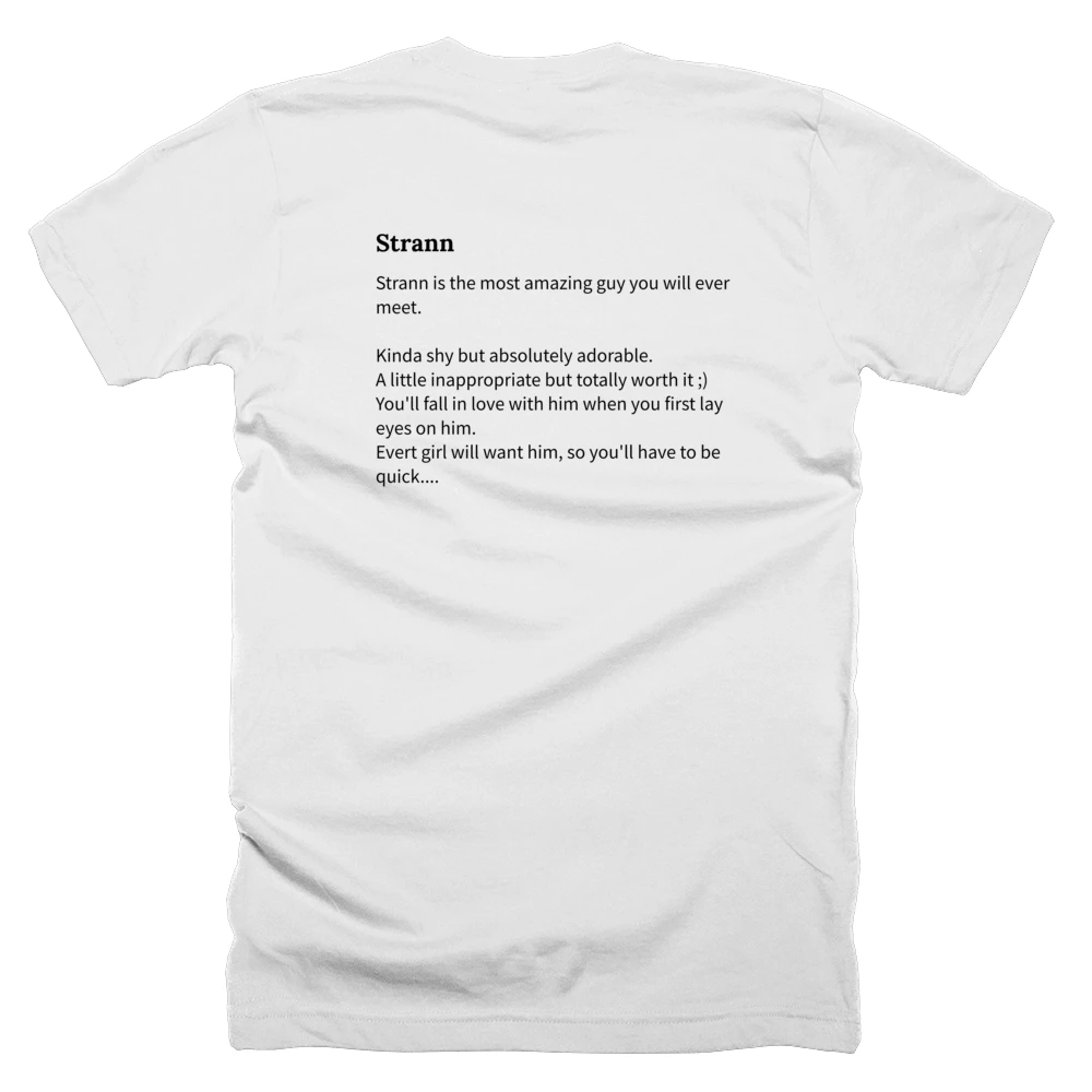 T-shirt with a definition of 'Strann' printed on the back