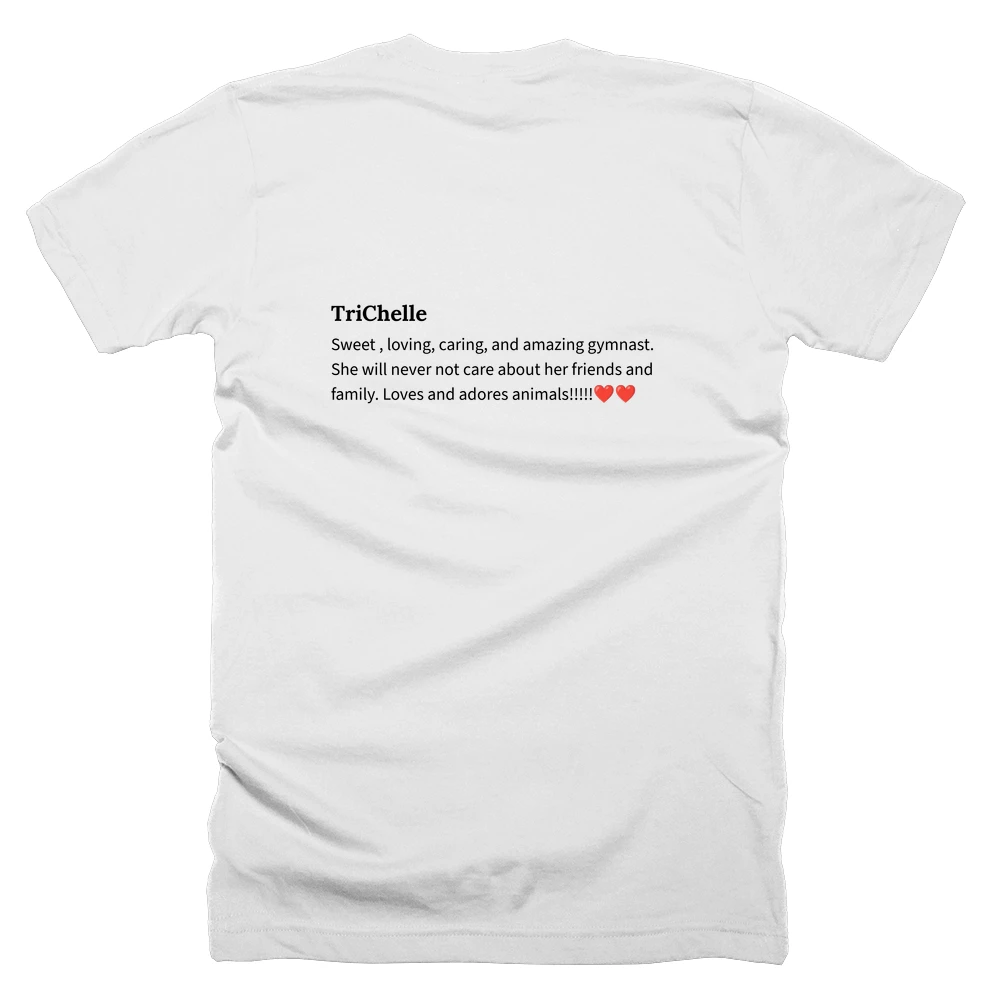 T-shirt with a definition of 'TriChelle' printed on the back