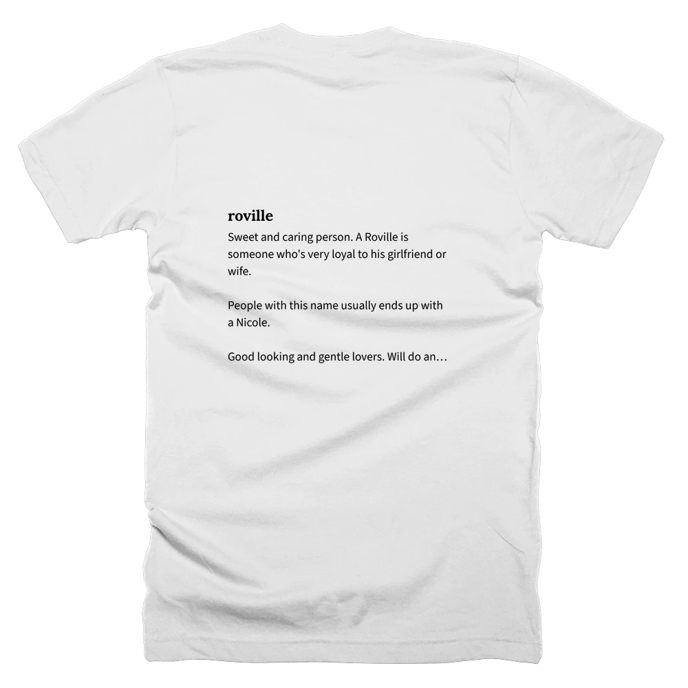 T-shirt with a definition of 'roville' printed on the back